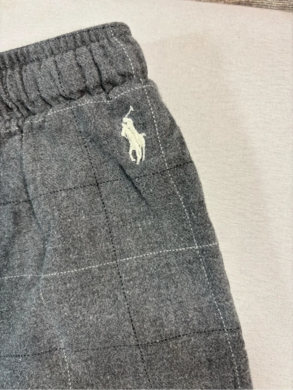 Ralph Lauren Gray Plaid Drawstring Lounge Pants
